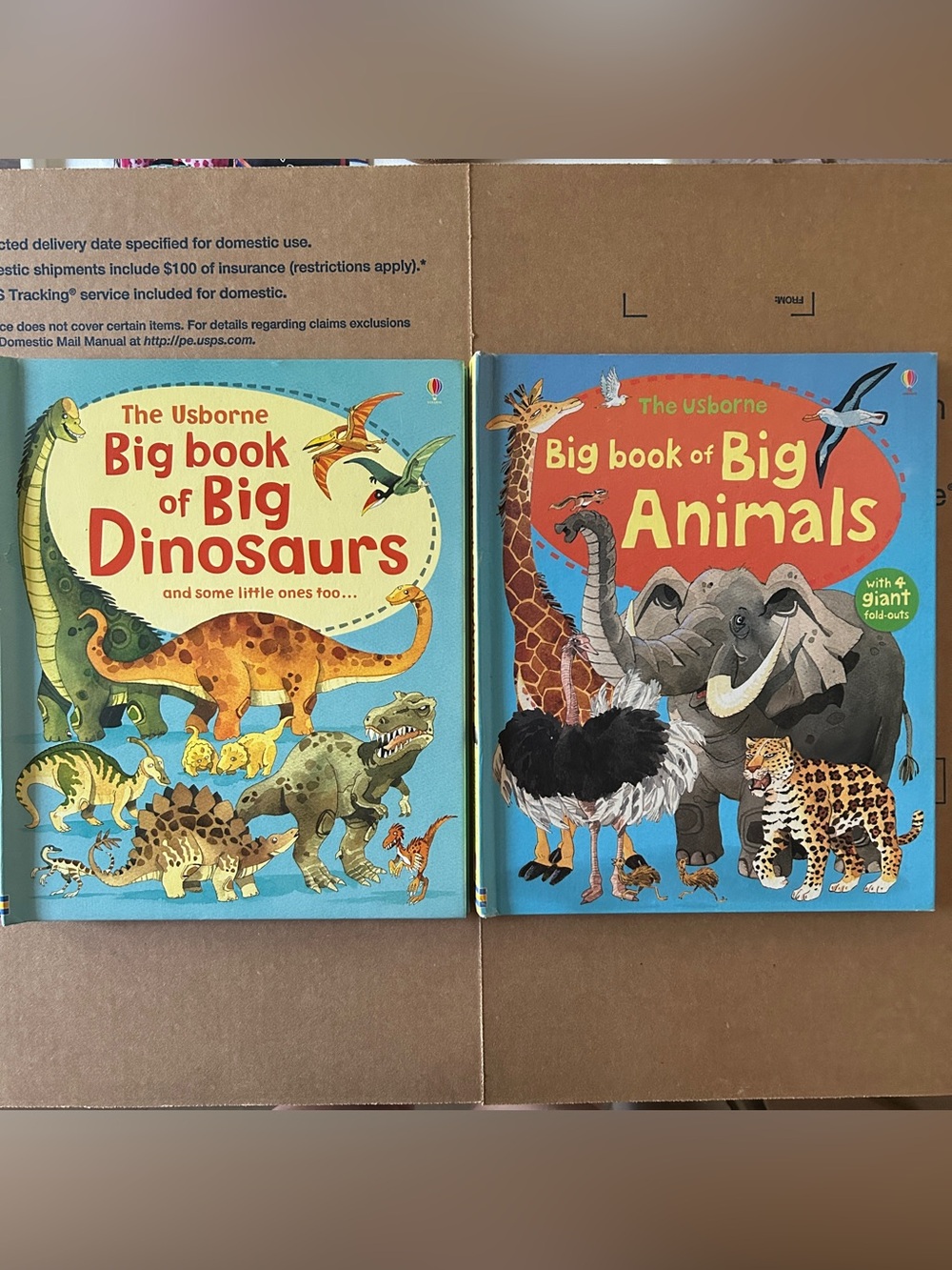 Usborne book of Big Animals and Big Dinosaurs